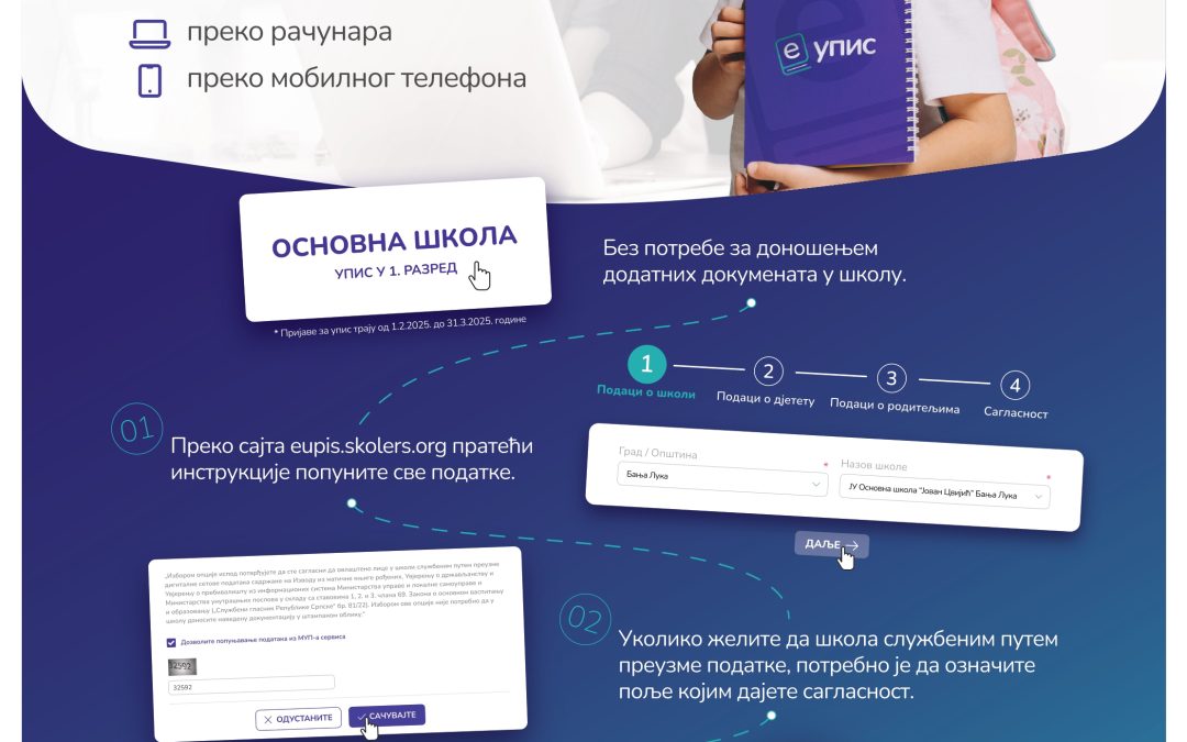 Е-упис дјеце у први разред школске 2025/2026.године